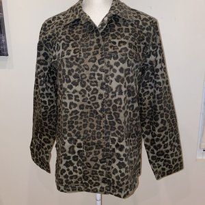 NEW Good American Utility Jacket Sage Leopard